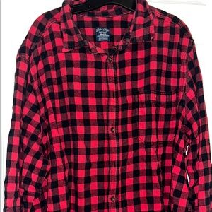 Red and Black Plaid Button-Up Shirt